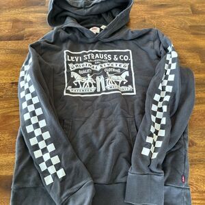 Levi's Levi Strauss & Co. Logo Size M‎ Pullover Hooded Sweatshirt Hoodie Grey